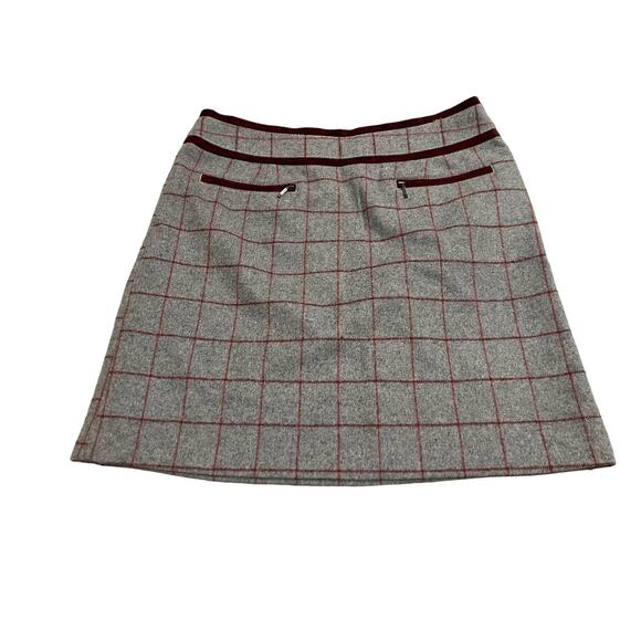 Bob Timberlake Womens 10 Gray Skirt Tweed Plaid Lined Zip Pockets Wool Blend - Picture 1 of 9